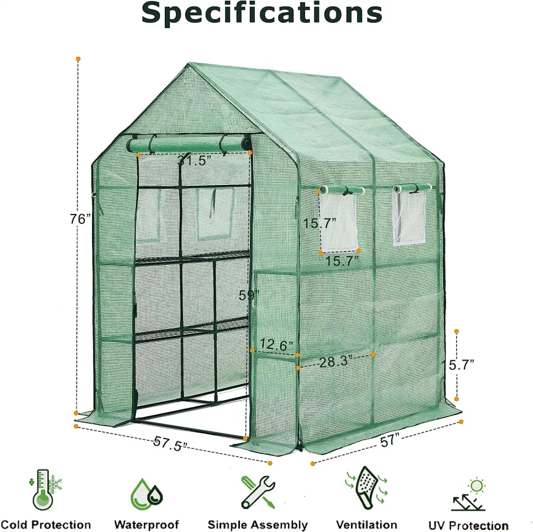 Garden Greenhouse with 10 Sturdy Shelves, 20 PCS T-Type Plant Tags 4.7X4.7X6.4 FT