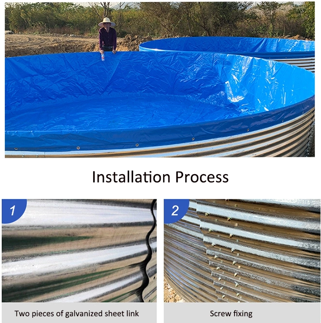 Galvanized Round Plastic PVC Tarpaulin Aquaculture Fish Tank Pond Tarpaulin Pond Flexible Aquaculture Tanks System